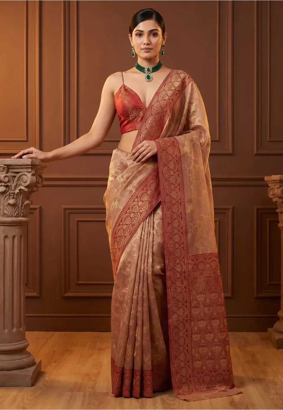 Banarasi Saree in Old Rose