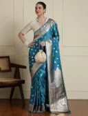 Banarasi Saree in Teal Blue 1