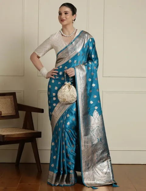 Banarasi Saree in Teal Blue