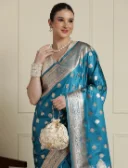 Banarasi Saree in Teal Blue 2