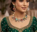 Multicolor Stone Pearl Necklace Set | Traditional Indian Wedding Jewelry 1