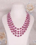 Natural Ruby Pearl Multi Layer Necklace 1