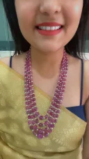 Natural Ruby Pearl Multi Layer Necklace 2