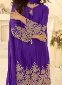 Purple Chinon Silk Embroidered Sequins 2