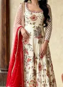 White Georgette Printed Embroidered Sequins 2